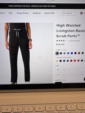Figs High Waisted Livingston Basic Scrub Pants — Black